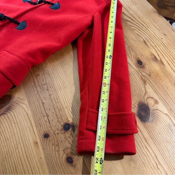 Ralph Lauren Chaps RED Wool Blend Classic Hooded Pea Coat Toggle Closure Sz L - Picture 7 of 8